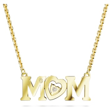 Collar Mother’s Day, Corazón, Blanco, Baño tono oro - Swarovski, 5649933