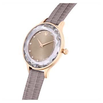Octea Nova Uhr, Schweizer Produktion, Lederarmband, Beige, Roségoldfarbenes Finish - Swarovski, 5649999