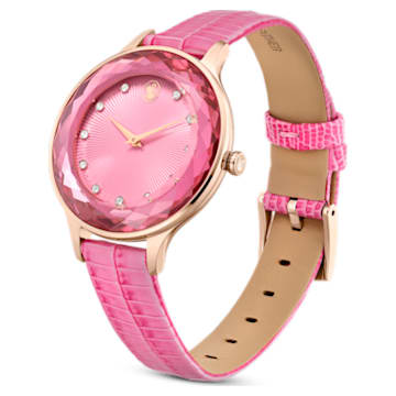 Octea Nova watch, Swiss Made, Leather strap, Pink, Rose gold-tone finish - Swarovski, 5650030