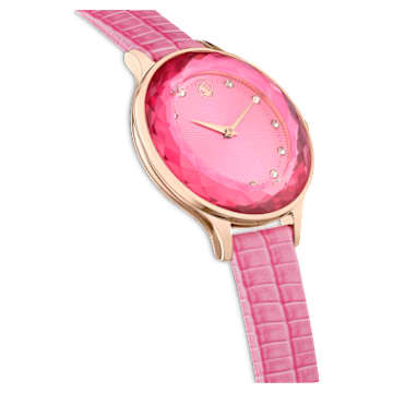 Zegarek Octea Nova, Swiss Made, Skórzany pasek, Różowy, Powłoka w odcieniu różowego złota - Swarovski, 5650030
