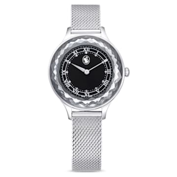 Zegarek Octea Nova, Swiss Made, Metalowa bransoleta, Czarny, Stal szlachetna - Swarovski, 5650042
