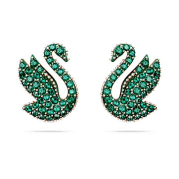 Swarovski スワンモチーフ ピアス　ロゼカラー swan-スタッドピアス--スワン--