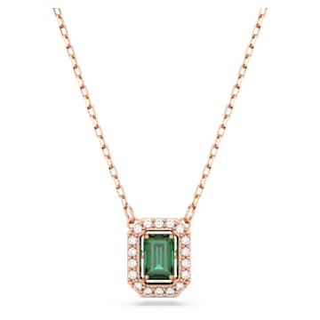 Una ネックレス, オクタゴンカット, グリーン, ローズゴールドトーン・プレーティング | Swarovski