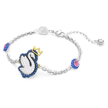 Pop Swan bracelet, Swan, Blue, Rhodium plated - Swarovski, 5650187