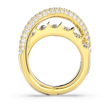 Rota Cocktailring, Verschiedene Schliffe, Weiß, Goldlegierungsschicht - Swarovski, 5650350