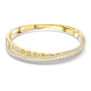 Obročasta zapestnica Rota, Mešani rezi, Bela, PVD zlatega odtenka - Swarovski, 5650352