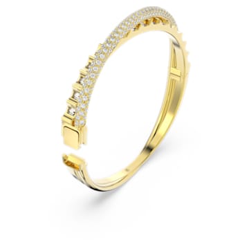 Bracelete Rota, Combinação de lapidações, Branca, Lacado a dourado - Swarovski, 5650352
