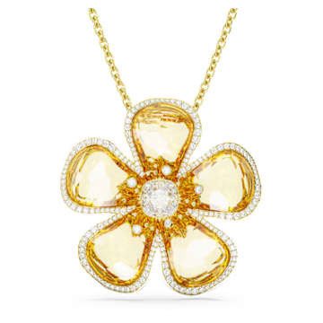 Pendentif Florere, Fleur, Large, Jaune, Placage de ton or - Swarovski, 5650562