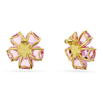 Florere stud earrings, Flower, Pink, Gold-tone plated - Swarovski, 5650563