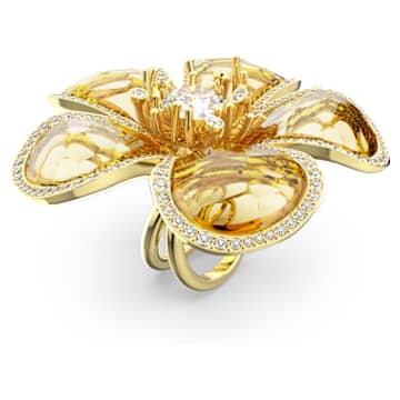 Bague cocktail Florere, Fleur, Jaune, Placage de ton or - Swarovski, 5650566