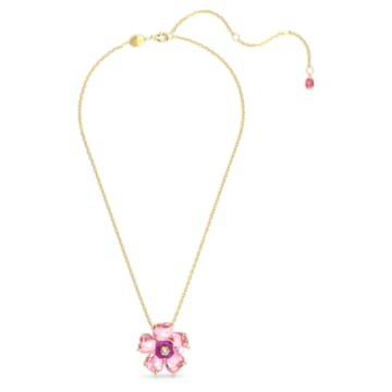 Florere necklace, Flower, Pink, Gold-tone plated - Swarovski, 5650569