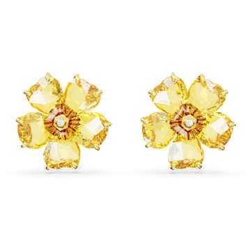 Clous d'oreilles Florere, Fleur, Jaunes, Placage de ton or - Swarovski, 5650571