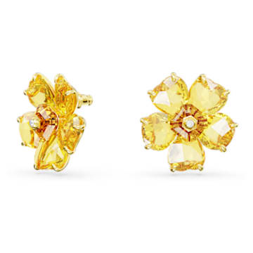 Florere stud earrings, Flower, Yellow, Gold-tone plated - Swarovski, 5650571