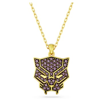 Marvel Black Panther pendant, Black Panther, Purple, Gold-tone plated - Swarovski, 5650574