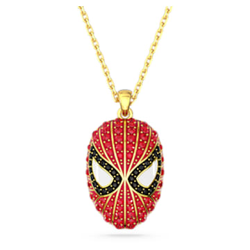 Marvel Spider-Man pendant, Red, Gold-tone plated - Swarovski, 5650576