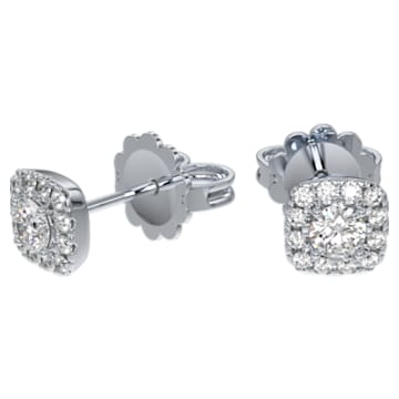 Essentials stud earrings, Diamond TCW 0.30 carat, Center Stone 0.09 carat each, Sterling Silver, Rhodium plated - Swarovski, 5651259