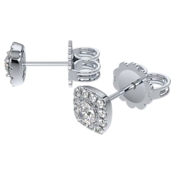 Essentials stud earrings, Diamond TCW 0.30 carat, Center Stone 0.09 carat each, Sterling Silver, Rhodium plated - Swarovski, 5651259