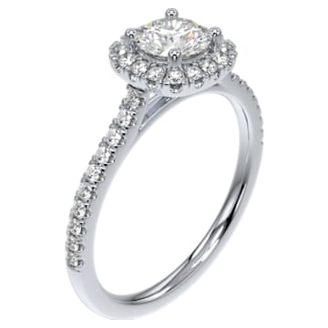 Signature ring, Diamond TCW 0.75 carat, Center Stone 0.50 carat, 14K white gold - Swarovski, 5651270