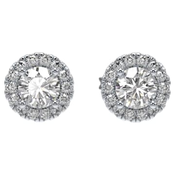 Signature stud earrings, Diamond TCW 0.75 carat, Center Stone 0.30 carat each, 14K white gold - Swarovski, 5651284