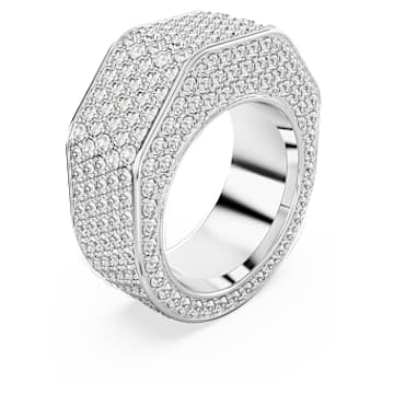 Dextera Ring, Achteckform, Pavé, Weiß, Rhodiniert - Swarovski, 5651363