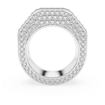 Dextera ring, Octagon shape, Pavé, White, Rhodium plated - Swarovski, 5651366