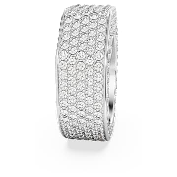 Dextera ring, Octagon shape, Pavé, White, Rhodium plated - Swarovski, 5651369