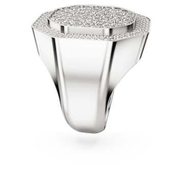 Dextera cocktail ring, Octagon shape, White, Rhodium plated - Swarovski, 5651382