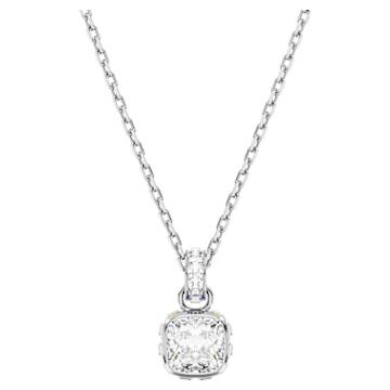 Stilla pendant, Pear cut, White, Rhodium plated | Swarovski