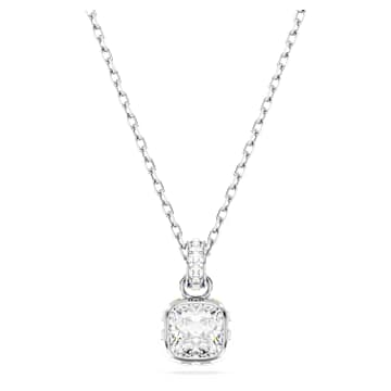 Birthstone Anhänger, Kissenschliff, April, Weiß, Rhodiniert - Swarovski, 5651704