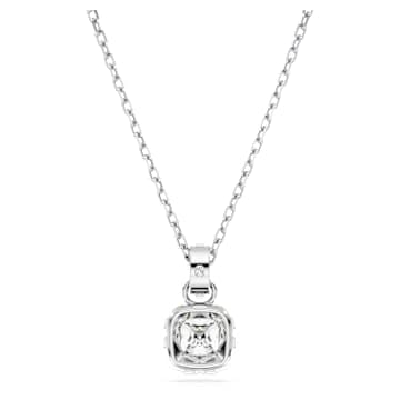 Colgante Birthstone, Talla cuadrada, Abril, Blanco, Baño de rodio - Swarovski, 5651704