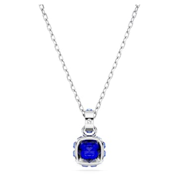 Pandantiv Birthstone, Tăietură pătrată, Septembrie, Albastru, Placat cu rodiu - Swarovski, 5651790