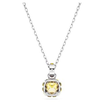 Birthstone medál, Négyzet metszéses, November, Sárga, Ródium bevonattal - Swarovski, 5651792