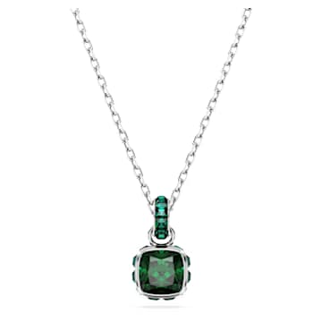 Colgante Birthstone, Talla cuadrada, Mayo, Verde, Baño de rodio - Swarovski, 5651793