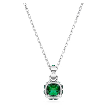 Colgante Birthstone, Talla cuadrada, Mayo, Verde, Baño de rodio - Swarovski, 5651793