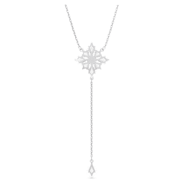 Collier en Y Stella, Étoile, Blanc, Métal rhodié - Swarovski, 5652003