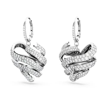 Volta Ohrstecker, Herz, Weiß, Rhodiniert - Swarovski, 5652029