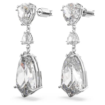Mesmera drop earrings, Mixed cuts, White, Rhodium plated - Swarovski, 5652038