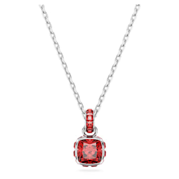 Birthstone pendant, Square cut, July, Red, Rhodium plated - Swarovski, 5652043