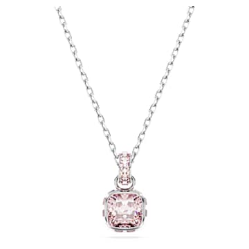 Wisiorek Birthstone, Szlif kwadratowy, Czerwiec, Różowy, Powłoka z rodu - Swarovski, 5652044