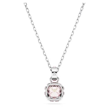Birthstone pendant, Square cut, June, Pink, Rhodium plated - Swarovski, 5652044