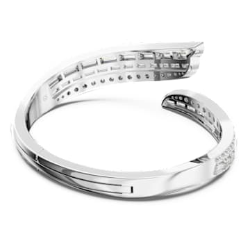 Hyperbola bangle, Carbon neutral zirconia, Mixed cuts, White, Rhodium plated - Swarovski, 5652089