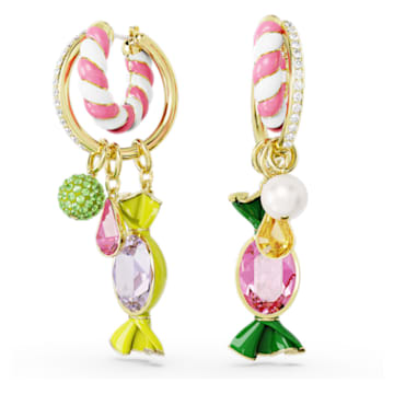 Dulcis hoop earrings, Candy, Multicolored, Gold-tone plated - Swarovski, 5652135