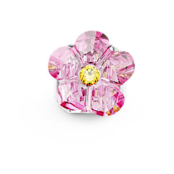 Florere cocktail ring, Flower, Pink, Rhodium plated - Swarovski, 5652458