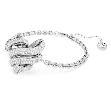 Bransoletka Volta, Serce, Biała, Powłoka z rodu - Swarovski, 5652789
