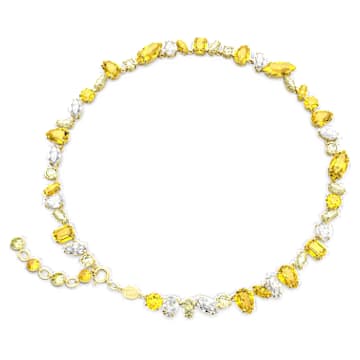 Gema necklace, Mixed cuts, Yellow, Gold-tone plated - Swarovski, 5652800