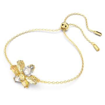 Pulseira Gema, Combinação de lapidações, Flor, Amarelo, Lacado a dourado - Swarovski, 5652820