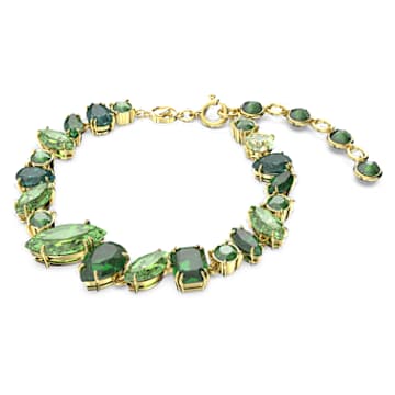 Pulseira Gema, Combinação de lapidações, Verde, Lacado a dourado - Swarovski, 5652822