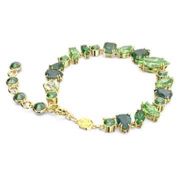 Gema bracelet, Mixed cuts, Green, Gold-tone plated - Swarovski, 5652822