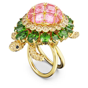 Idyllia cocktail ring, Turtle, Multicolored, Gold-tone plated - Swarovski, 5653069