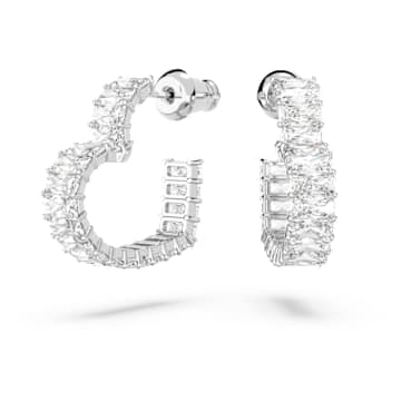 Matrix karika fülbevaló, Szív, Kicsi, Fehér, Ródium bevonattal - Swarovski, 5653170